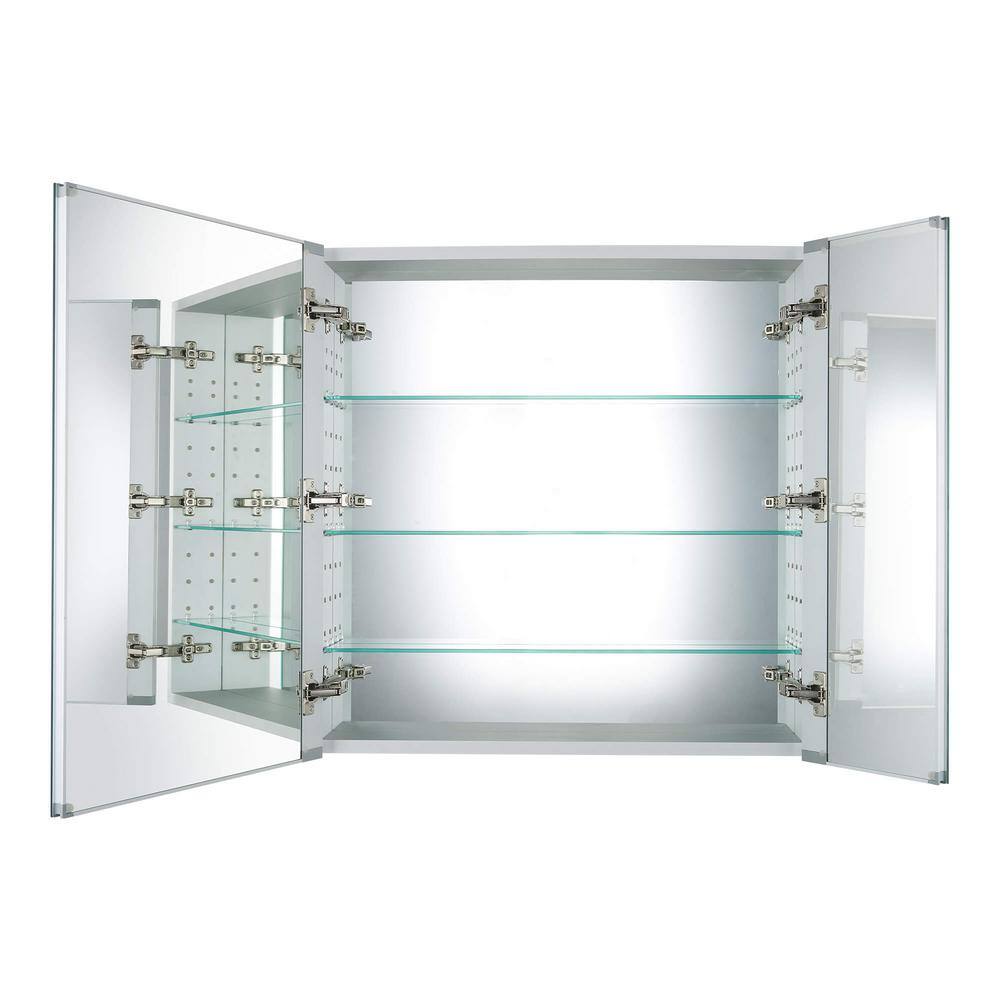 30" x 30" Aluminum Mirrored Medicine Cabinet with Adjustable Shelves