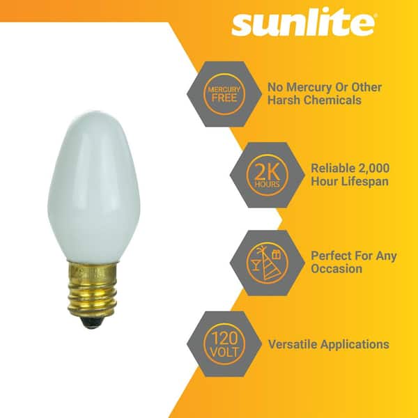 E12 Candelabra Base LED Bulb - 2W/3W/5W/7W, AC/DC 12V~24V, C7 Shape, Silicone Coated