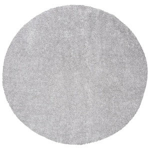 August Shag Silver 7 ft. x 7 ft. Round Solid Area Rug