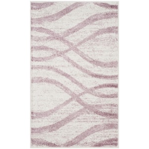 Adirondack Cream/Purple Doormat 3 ft. x 5 ft. Striped Area Rug