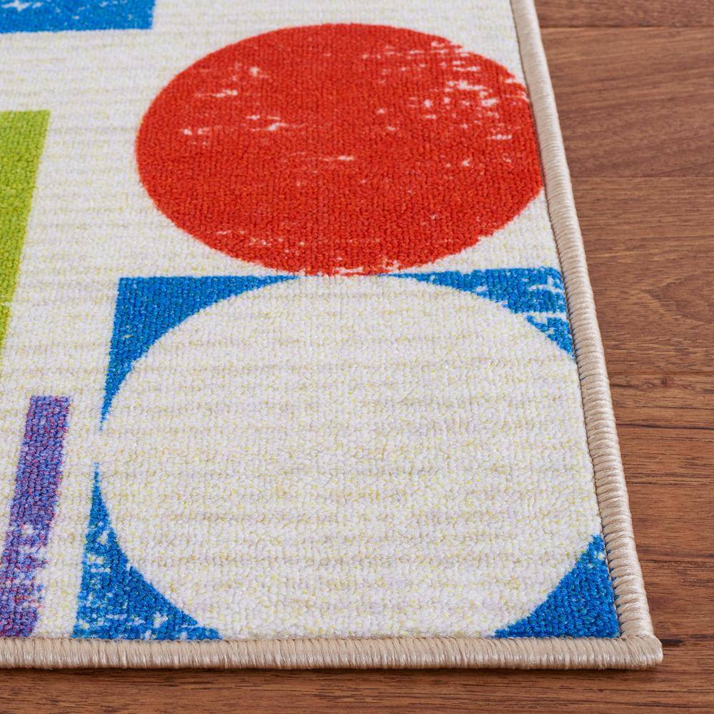 Ivory Multicolor Geometric Kids Playhouse Area Rug 5' x 7'