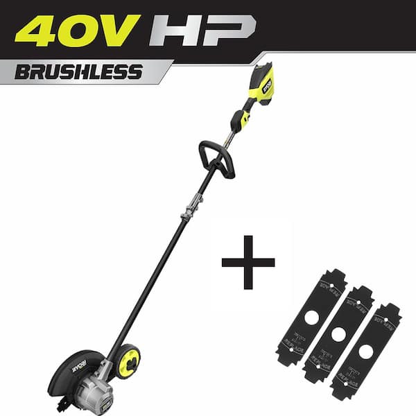 RYOBI 40V HP Brushless Stick Edger (Tool Only) with Extra 3-Pack of Edger Blades