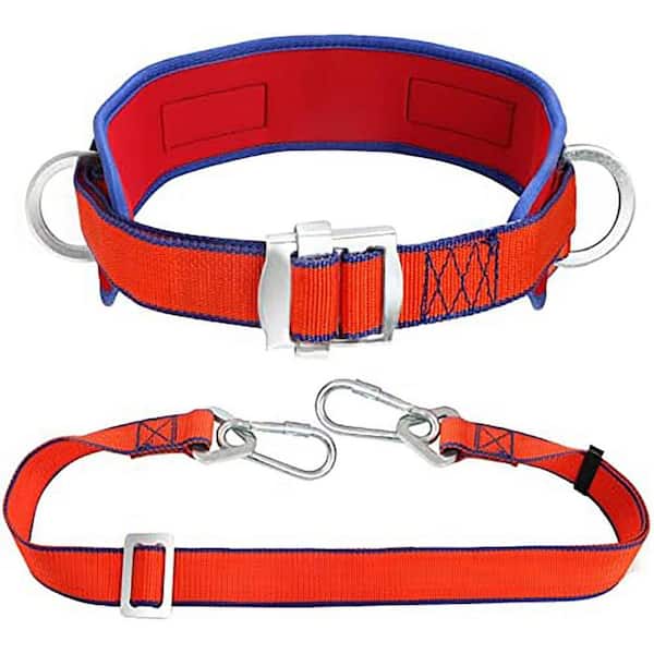 5070 lb. Fall Protection Safety Belt Harness Adjustable Lanyard with Ergonomic Waist Pad 9.45x7.05x4.06 Polyester