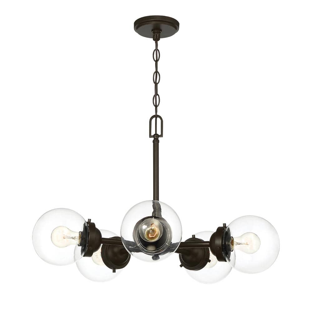 Knoll 26" Sputnik Chandelier in Oil Rubbed Bronze with Clear Glass