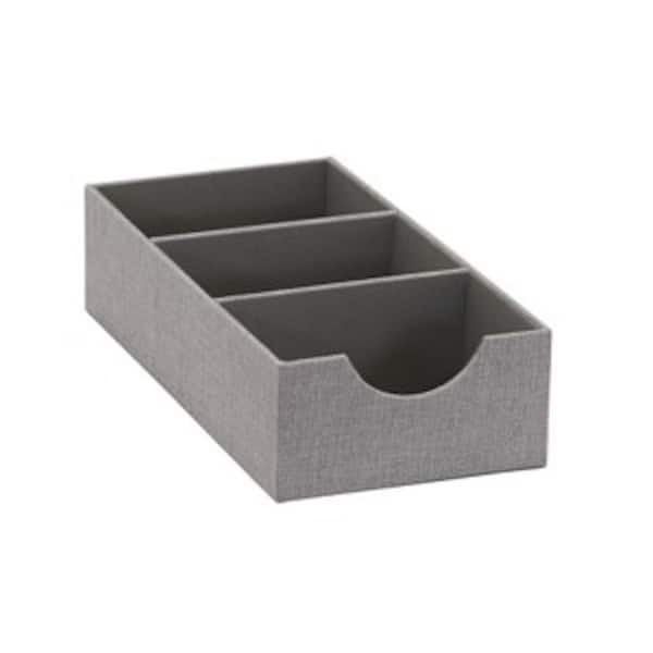 HOUSEHOLD ESSENTIALS 6 in. x 3 in. Oblong 3 Section Hardsided Tray in Silver