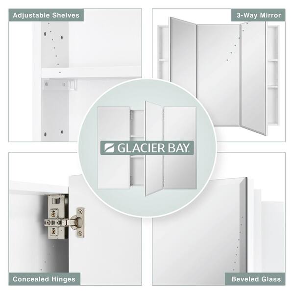 Glacier Bay 36.4 in. W x 30.2 in. H Rectangular Medicine Glacier Bay 36.4 in. W x 30.2 in. H Rectangular Medicine