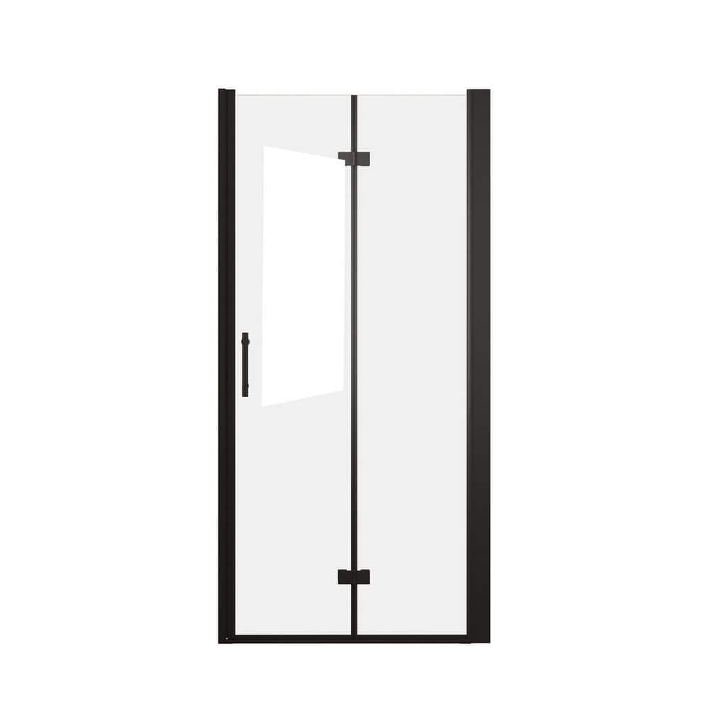32-33 in. W x 72 in. H Bifold Semi-Frameless Shower Door in Matte Black with Clear Glass and Explosion Proof Film price history on PriceWatchPro