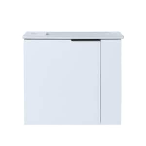 22 in. W x 13 in. D x 20 in. H Wall Mounted Bath Vanity in White with White Ceramic Top