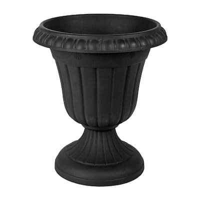 Arcadia Garden Products Traditional 16 in. x 18 in. Black Plastic Urn ...