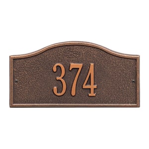 Rolling Hills Rectangular Antique Copper Mini Wall 1-Line Address Plaque