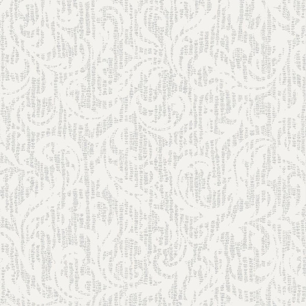 Graham & Brown White and Silver Cashmere Wallpaper