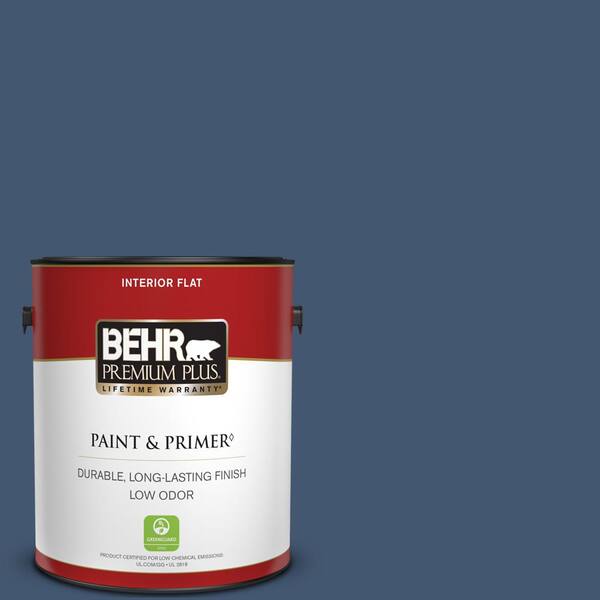 BEHR PREMIUM PLUS 1 gal. Home Decorators Collection #HDC-WR14-7 Hidden Sapphire Flat Low Odor Interior Paint & Primer