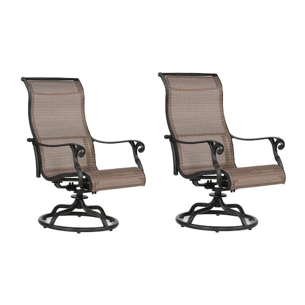 Mondawe Dark Bronze Frame Aluminum Patio Outdoor Sling Swivel Rocker Chair for Gazebo, Balcony (Set of 2)