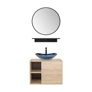 24 in. W x 19 in. D x 29 in. H Single Sink Bath Vanity in Burlywood Color with Burlywood Solid Surface Top and Mirror