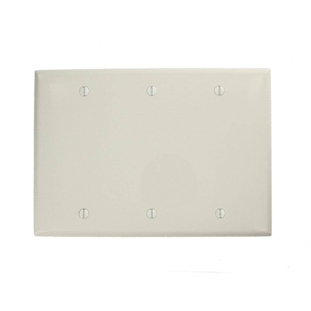 White Thermoplastic Nylon 3-Gang Blank Wallplate