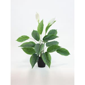 29 in. Green Artificial Peace Lily Plant in Black Drop in Pot
