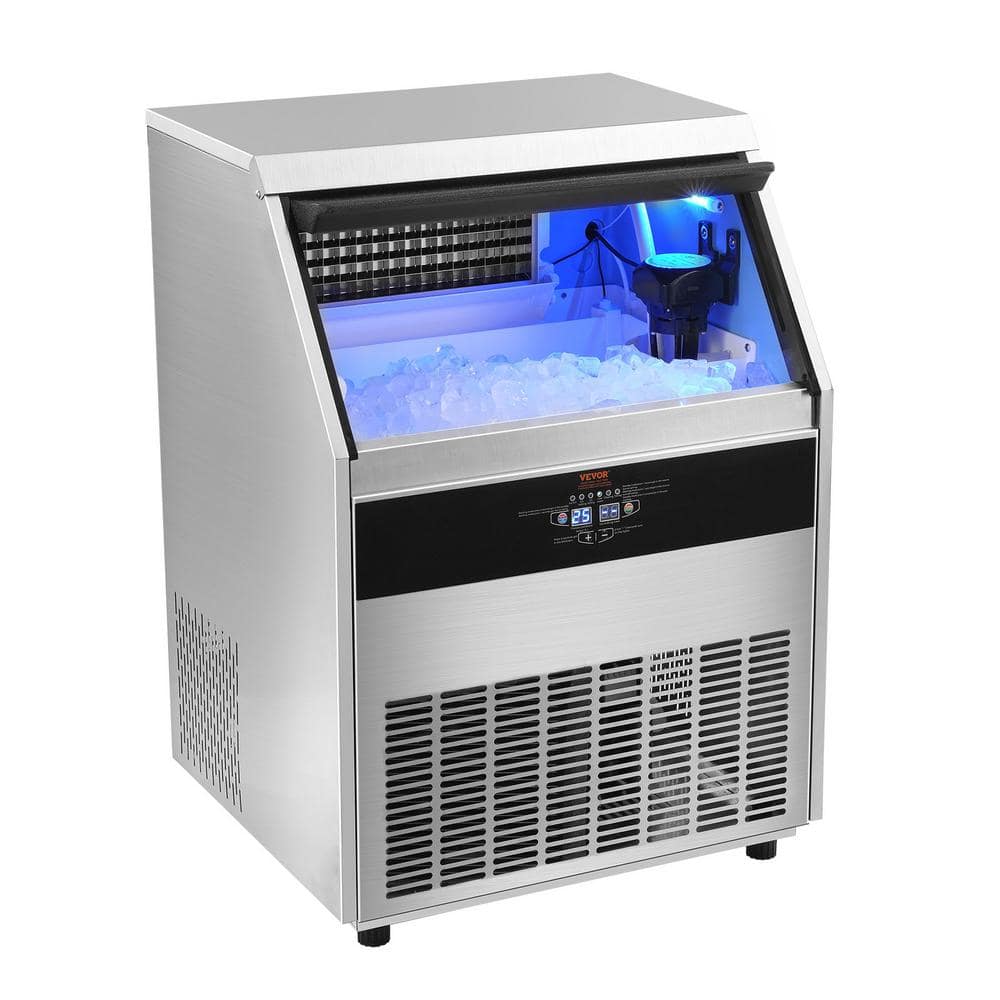 VEVOR 24 in. W Commercial Ice Maker, 330 lbs. /24 H, Ice Maker, 126 Ice Cubes in 12-15 Minutes, Freestanding Cabinet, Sliver