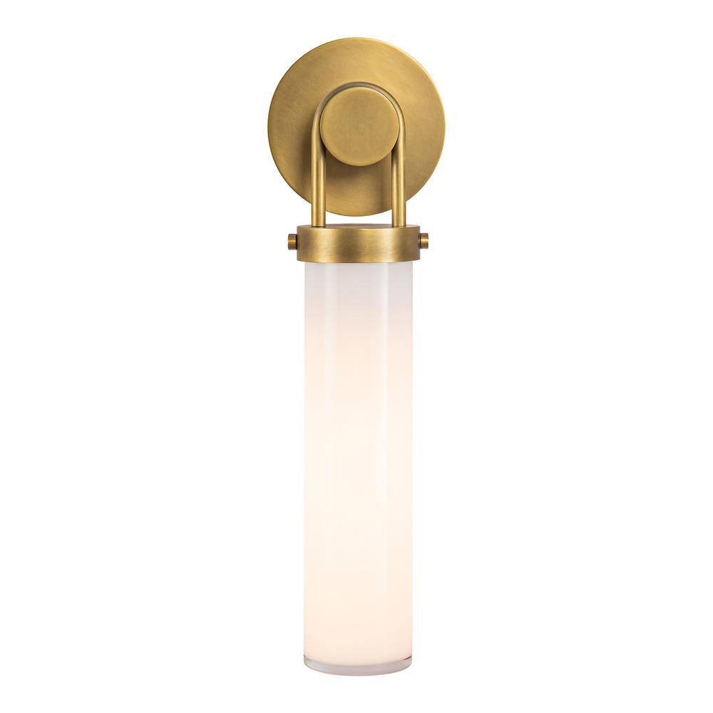 Vintage Brass and Opal Glass Wall Sconce Light