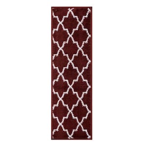 Trellisville Collection Red 9 in. x 28 in. Polypropylene Stair Tread Cover (Set of 15)
