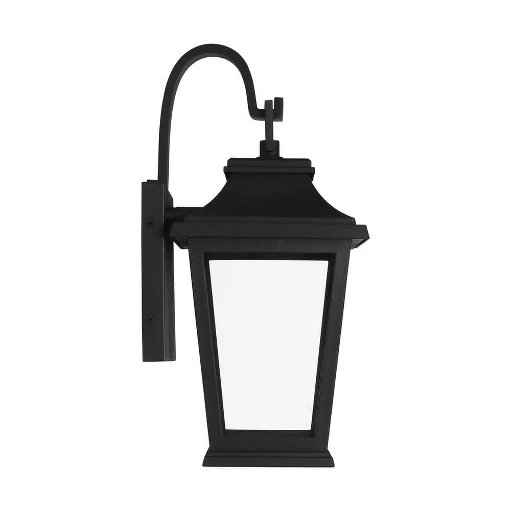 Studio Warren Mini 14.3 in. Textured Black Integrated LED Outdoor Wall Mount Lantern Sconce