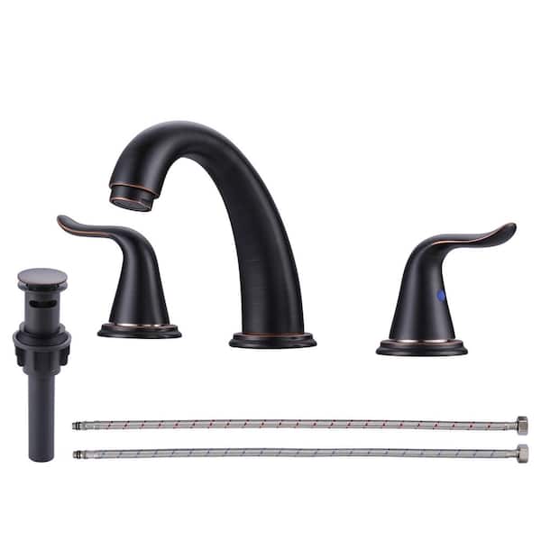 WOWOW 8 in. Widespread Double Handle Bathroom Faucet in Oil Rubbed Bronze