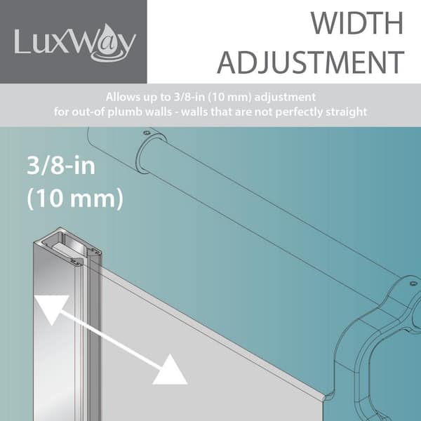 Poseidon 60 in. W x 59 in. H Fixed Frameless Splash Panel and Curtain Rod  Tub Door in Chrome with Clear Glass and Shelf