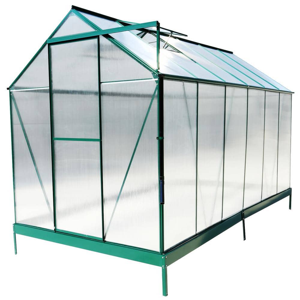 6.3' x 12.2' x 7' Polycarbonate Greenhouse, Heavy Duty Outdoor Walk-in Green House Kit with Rain Gutter, Vent and Door price history on PriceWatchPro