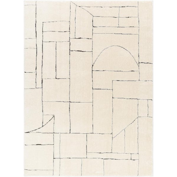 Livabliss Freud Charcoal/Cream 5 ft. x 7 ft. Geometric Indoor Area Rug