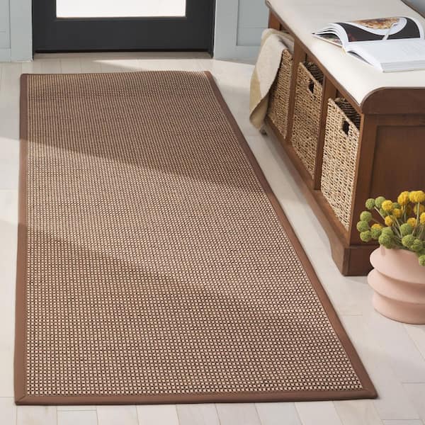 Napa Fau x Sisal 100 3 ft. x 8 ft. Marble/Brown Geometric Runner Rug