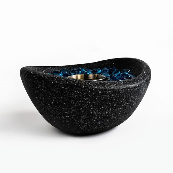 Black Portable Concrete Fire Pit Ethanol Fireplace Smokeless Fire Bowl