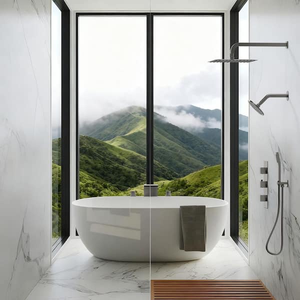 ZenithRain Shower System 5-Spray 12 and 6 in. Dual Wall Mount Fixed and Handheld Shower Head 2.5 GPM in Brushed Nickel