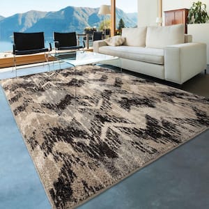 Twisted Sisters Gray 8 ft. x 11 ft. Plush Pile Chevron Indoor Area Rug