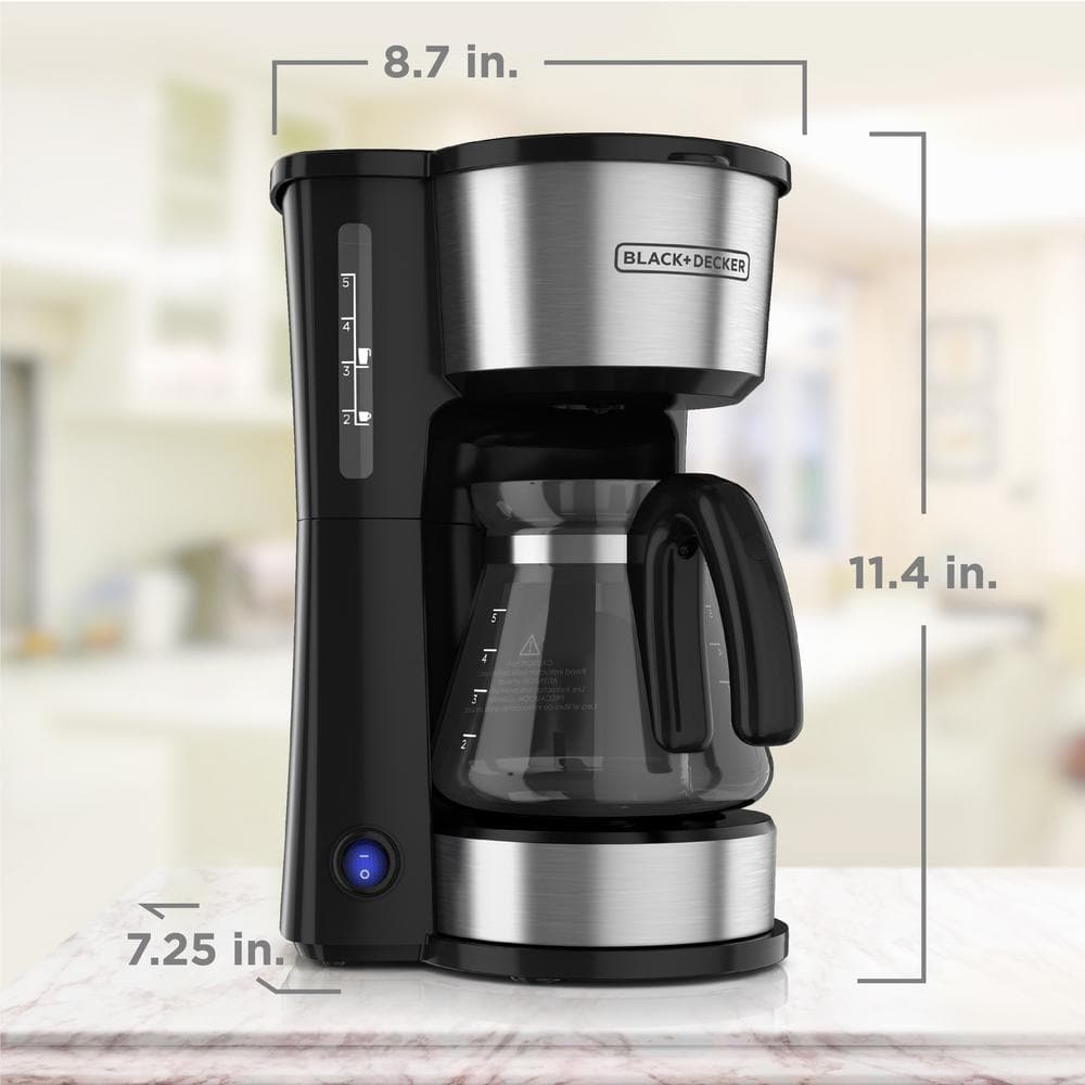 Black and Silver 5-Cup 4-in-1 Coffee Maker with Thermal Mug