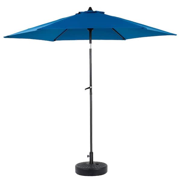 9 ft. Steel Outdoor Market Patio Umbrella Crank and Tilt Umbrella Without Base in Dark Blue