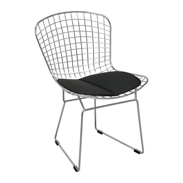 Mod Made Chrome Wire Dining Side Chair-Black