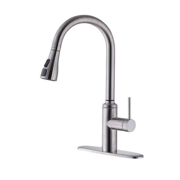 Single-Handle Pull Down Sprayer Kitchen Faucet in Brushed Nickel