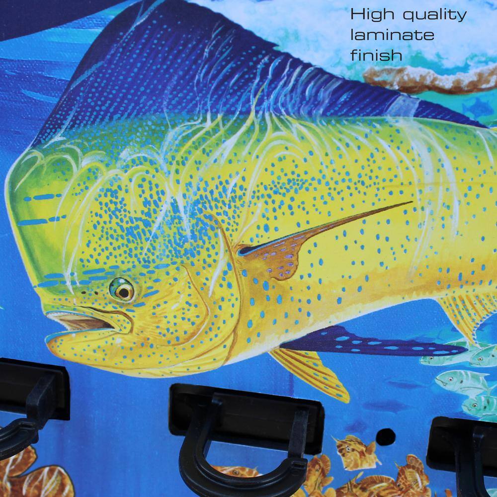 Guy Harvey Blue and Yellow Wall-Mounted Fishing Rod Rack
