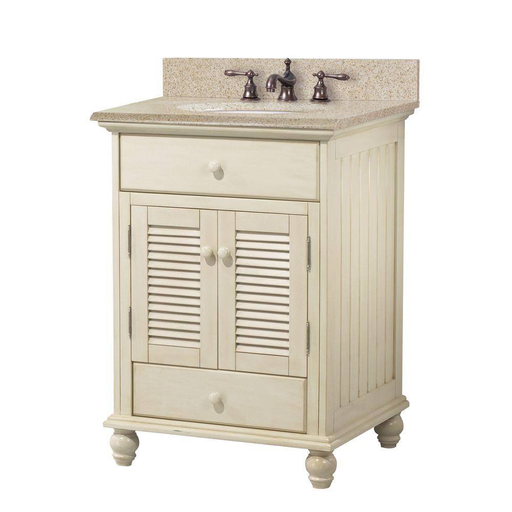 Home Decorators Collection Cottage 25 In W X 22 In D Bath Vanity In Antique White With Granite Vanity Top In Beige Ctaabg2522d The Home Depot