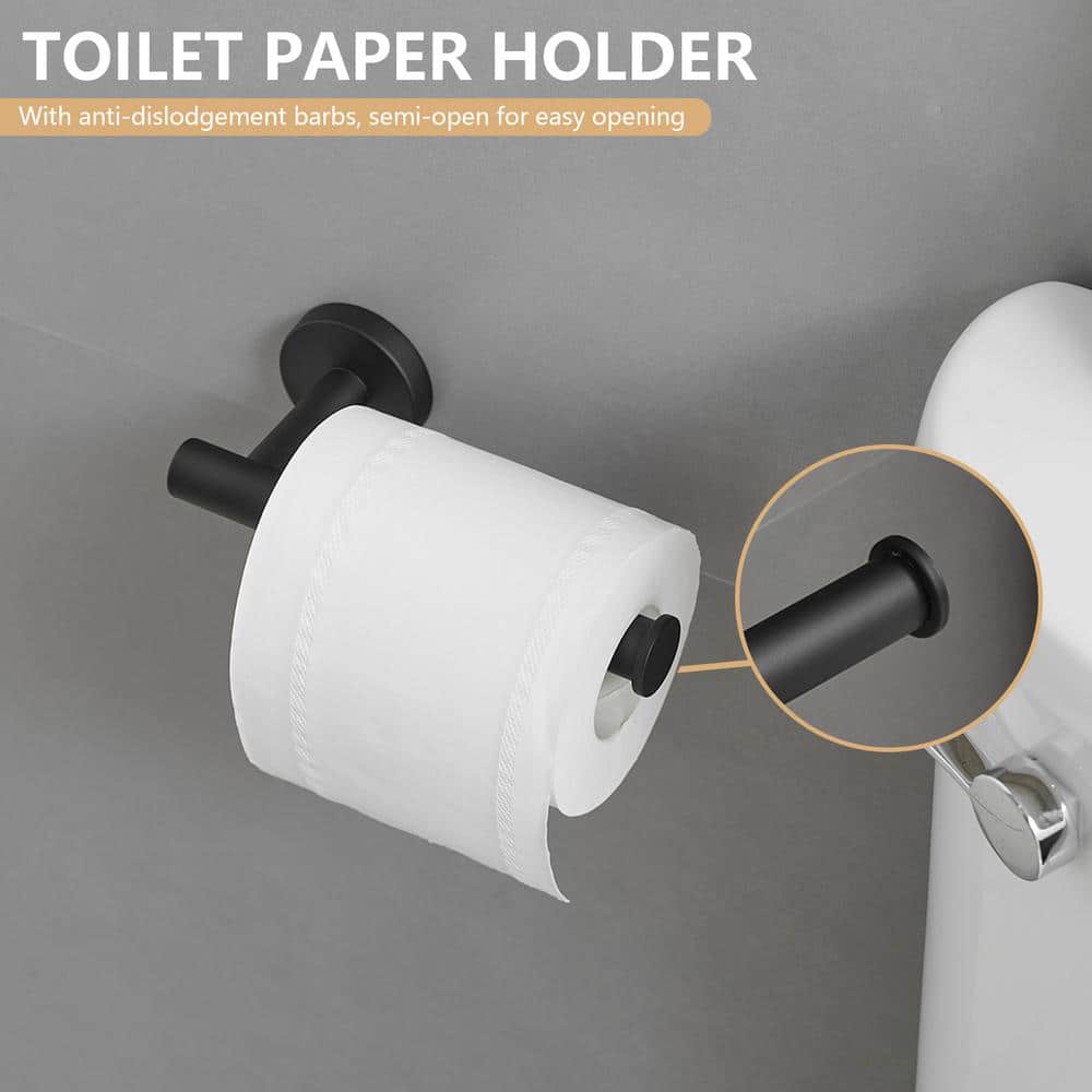 Matte Black Stainless Steel 3-Piece Bathroom Hardware Set
