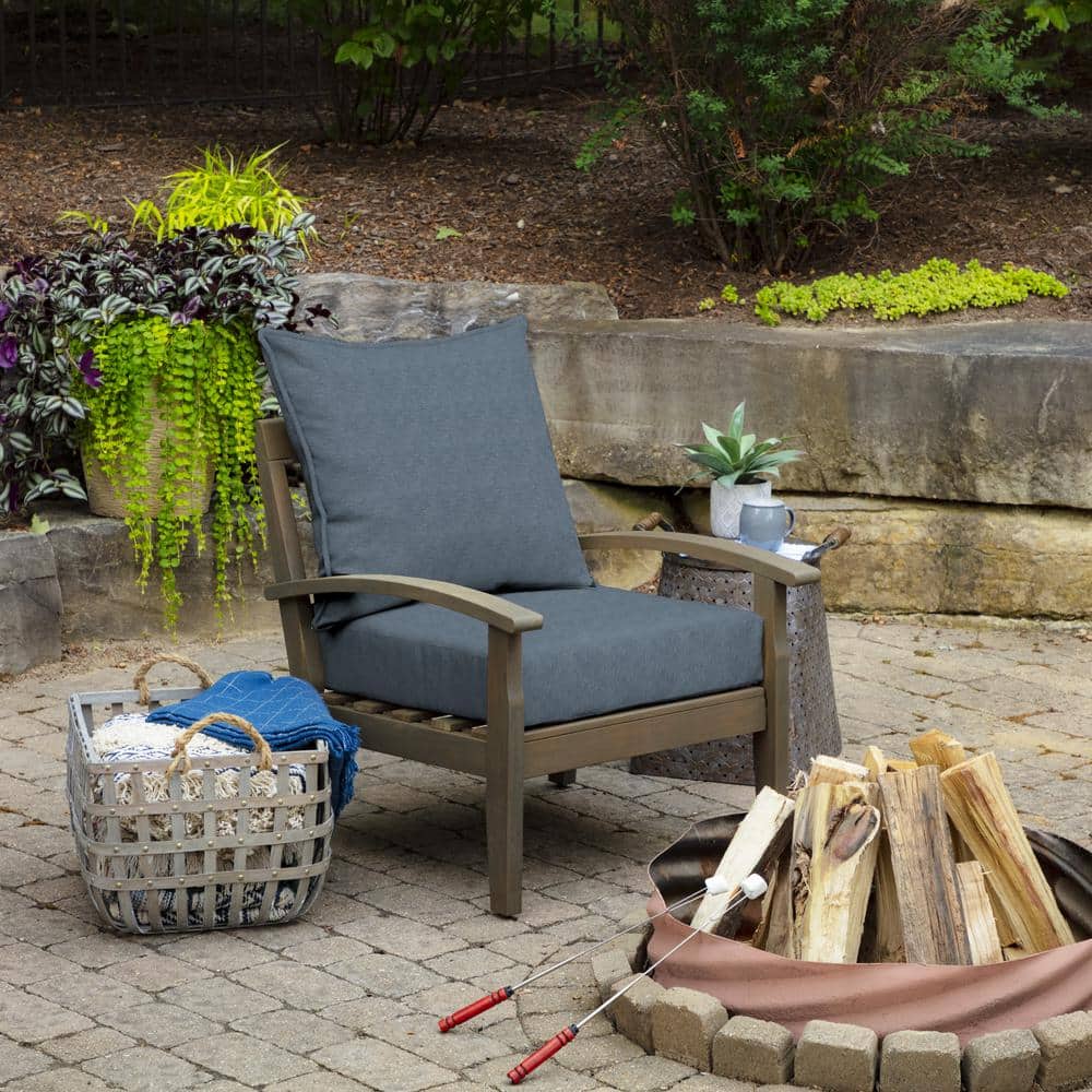 Denim Blue Polyester Deep Seat Outdoor Cushion Set