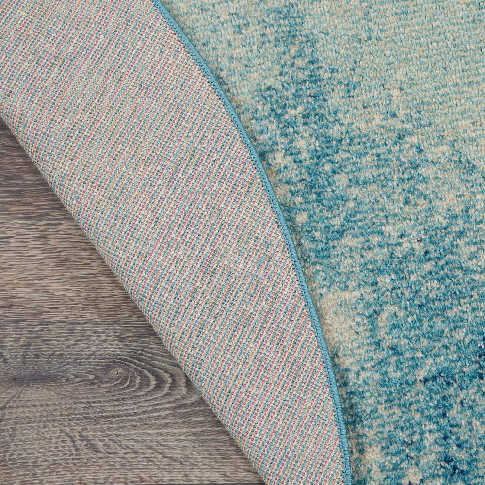 Navy and Light Blue Round Synthetic Geometric Rug, 4' Diameter