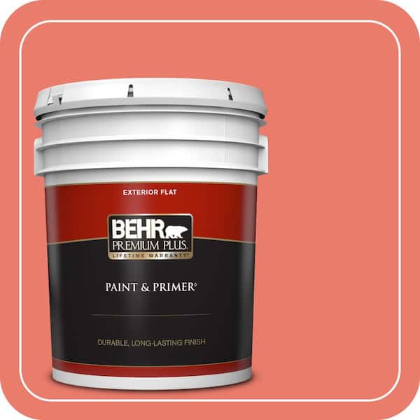BEHR PREMIUM PLUS 5 gal. #180B-5 Cool Lava Flat Exterior Paint & Primer