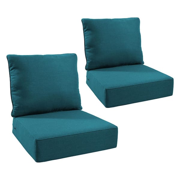 24 in. x 24 in. x 6 in. 4-Piece CushionGuard Deep Seating Outdoor Lounge Chair Replacement Cushions-PEACOCK BLUE