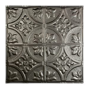 Jamestown 2 ft. x 2 ft. Nail Up Metal Ceiling Tile in Argento (Case of 5)
