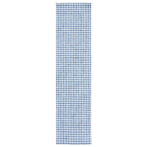 SAFAVIEH Marbella Navy/Ivory 2 ft. x 9 ft. Houndstooth Runner Rug