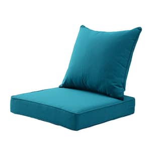 ARTPLAN Outdoor Cushion Thick Deep Seat Pillow Back For Wicker Chair, 24  in. x 24 in. x 6 in., Square, Light Blue CPS12 - The Home Depot
