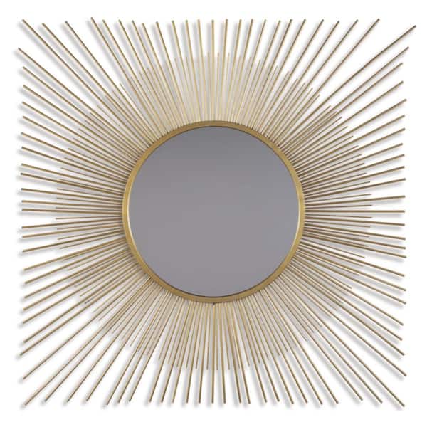 Signature DESIGN BY ASHLEY Elspeth 42 in. W x 42 in. H Sunburst Metal Goldtone Framed Accent Mirror