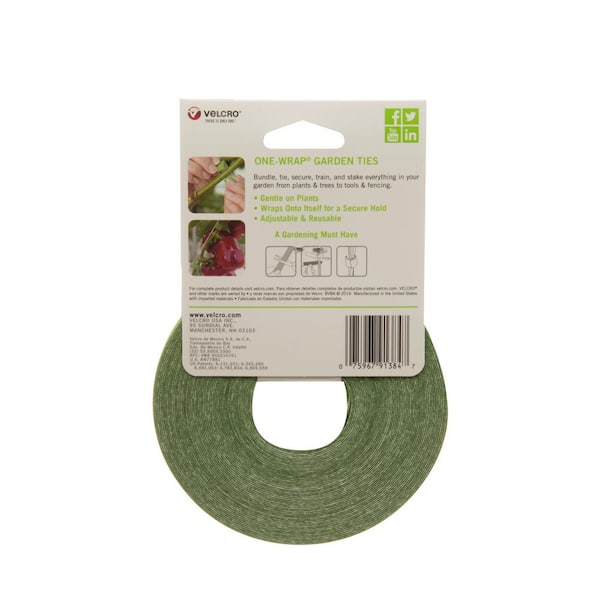 VELCRO Brand 90648 ONE-WRAP Garden Ties | Plant Supports for Effective  Growing | Strong Grips are Reusable and Adjustable | Cut-to-Length, 75 ft x  1/2