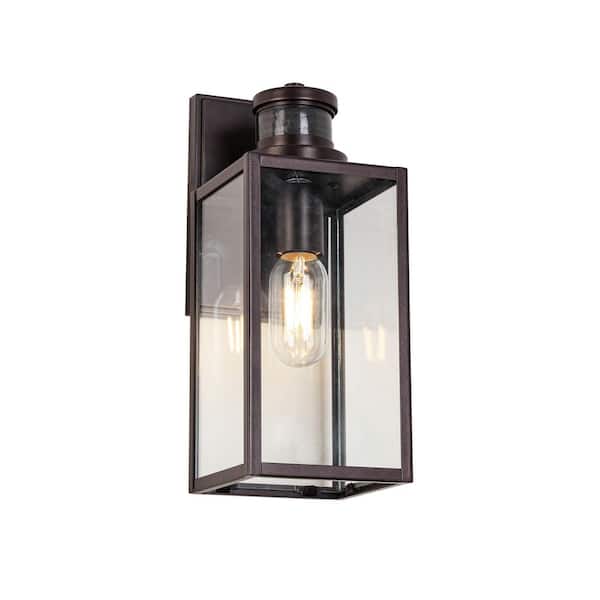 1-Light Oil Rubbed Bronze Non-Motion Sensor Outdoor Hardwired Wall Lantern Sconce (Bulb Not Included)
