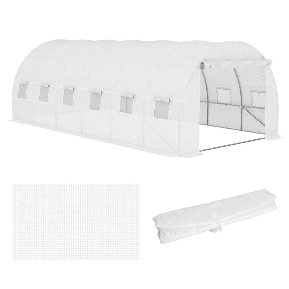 20 ft. x 10 ft. x 7 ft. Walk-In Greenhouse, PE Cover Tunnel Greenhouse with Windows & Steel Frame, White price history on PriceWatchPro